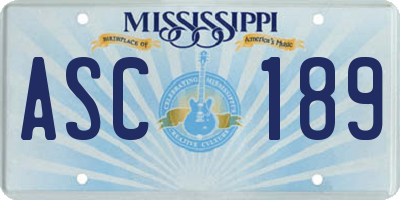 MS license plate ASC189