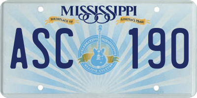 MS license plate ASC190