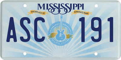MS license plate ASC191
