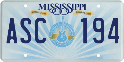 MS license plate ASC194
