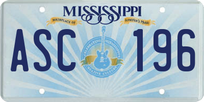MS license plate ASC196