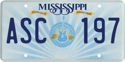 MS license plate ASC197
