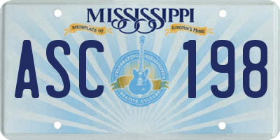 MS license plate ASC198