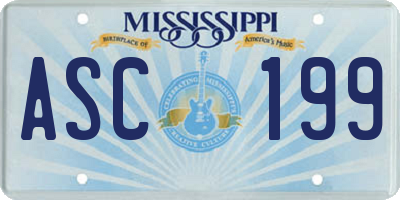 MS license plate ASC199