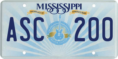 MS license plate ASC200