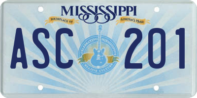 MS license plate ASC201