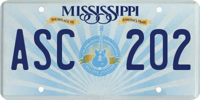 MS license plate ASC202