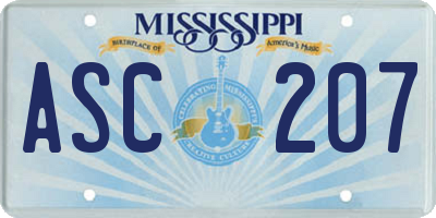 MS license plate ASC207