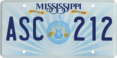 MS license plate ASC212