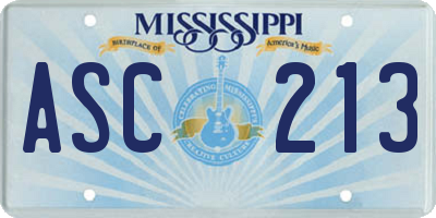 MS license plate ASC213
