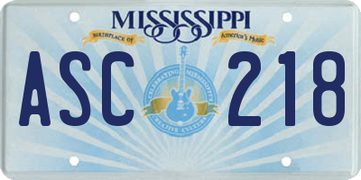 MS license plate ASC218