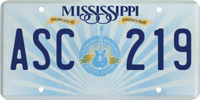 MS license plate ASC219