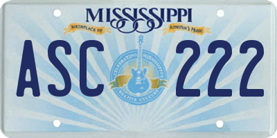 MS license plate ASC222