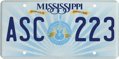 MS license plate ASC223