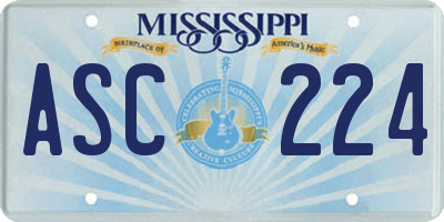 MS license plate ASC224