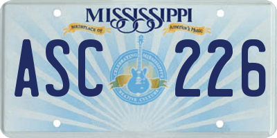 MS license plate ASC226