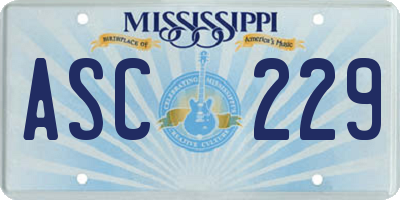MS license plate ASC229