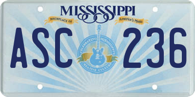MS license plate ASC236