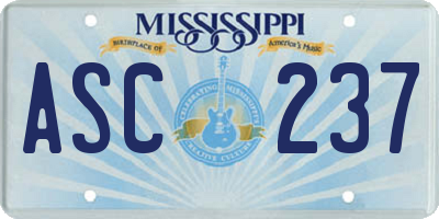 MS license plate ASC237