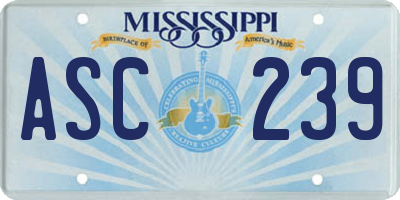 MS license plate ASC239