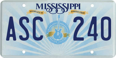 MS license plate ASC240