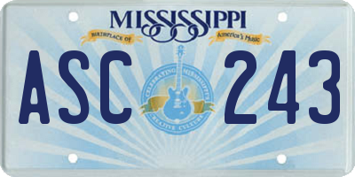 MS license plate ASC243