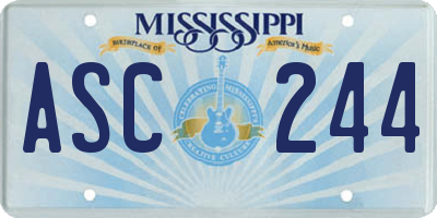 MS license plate ASC244