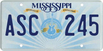 MS license plate ASC245