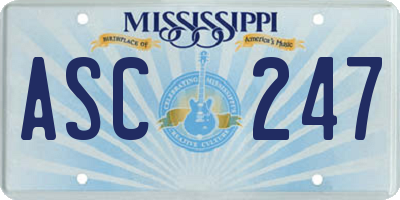MS license plate ASC247