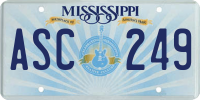 MS license plate ASC249