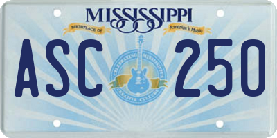 MS license plate ASC250