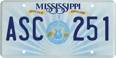 MS license plate ASC251