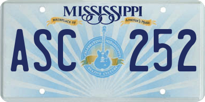 MS license plate ASC252