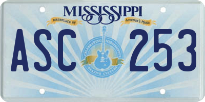 MS license plate ASC253