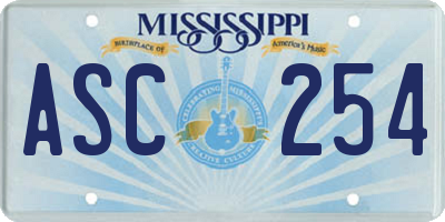 MS license plate ASC254