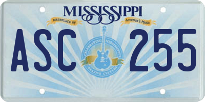 MS license plate ASC255