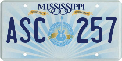 MS license plate ASC257