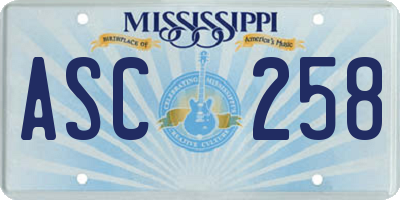 MS license plate ASC258