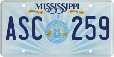 MS license plate ASC259