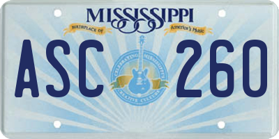 MS license plate ASC260