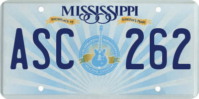MS license plate ASC262