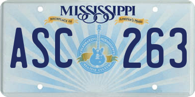 MS license plate ASC263