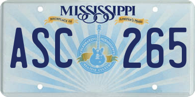 MS license plate ASC265