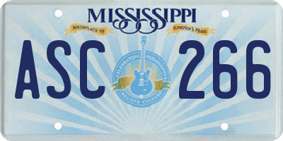 MS license plate ASC266
