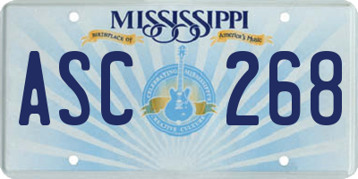 MS license plate ASC268