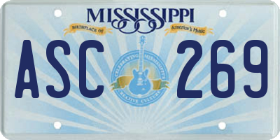 MS license plate ASC269