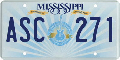 MS license plate ASC271