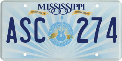 MS license plate ASC274
