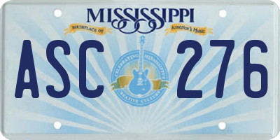 MS license plate ASC276