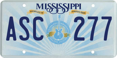 MS license plate ASC277